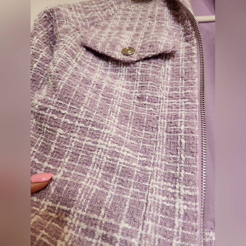 Lavender Plaid Patterned Jacket - Picture 3 of 3
